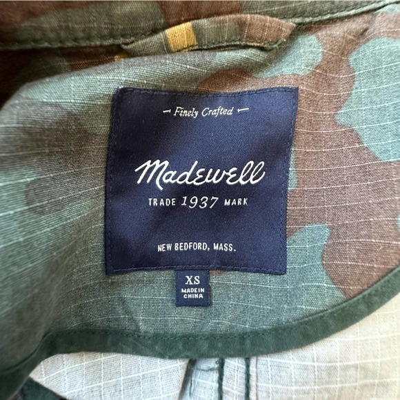 Madewell Outbound Camouflage Button Front Utility Jacket Olive Green Tan Brown - Picture 13 of 14